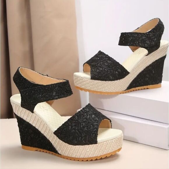 Faux leather wedge platform sandals sz 8 - Picture 4 of 7